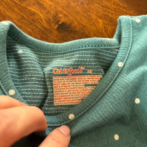 Cat and Jack Girls 5T Dress Long Sleeve Green Polka Dot Long Sleeve NEW - Picture 4 of 6